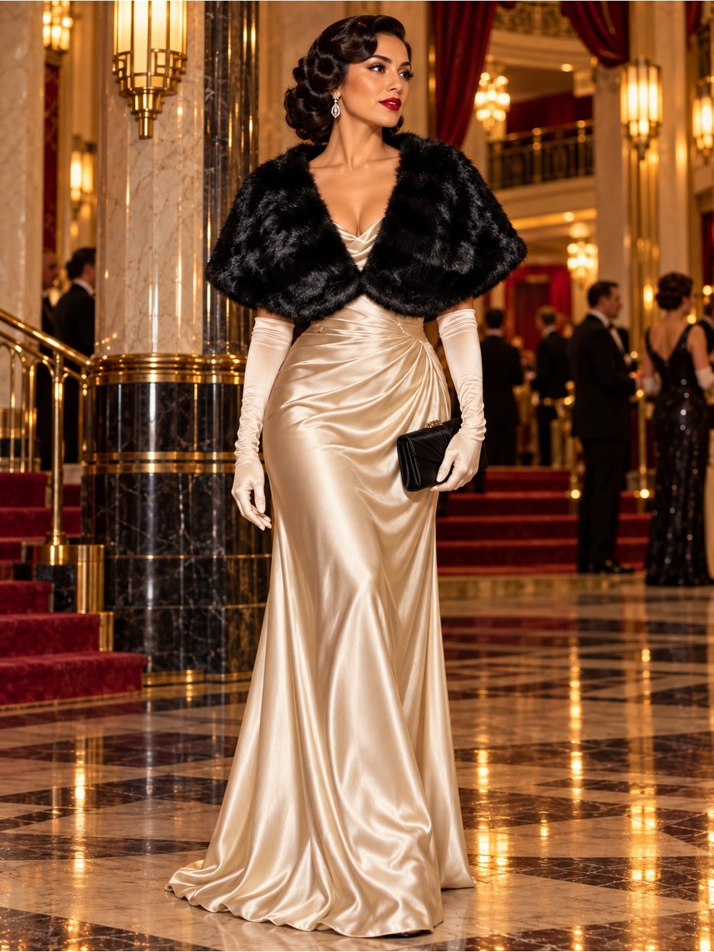 Black Faux Fur Capelet Shrug - Elegant Evening Wrap